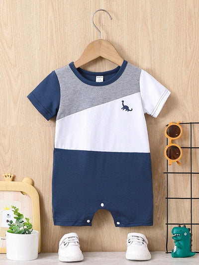 Baby Colourblock Dinosaur Print Tee Romper