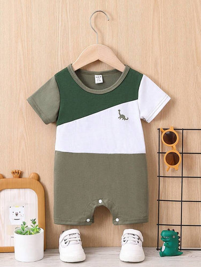 Baby Colourblock Dinosaur Print Tee Romper